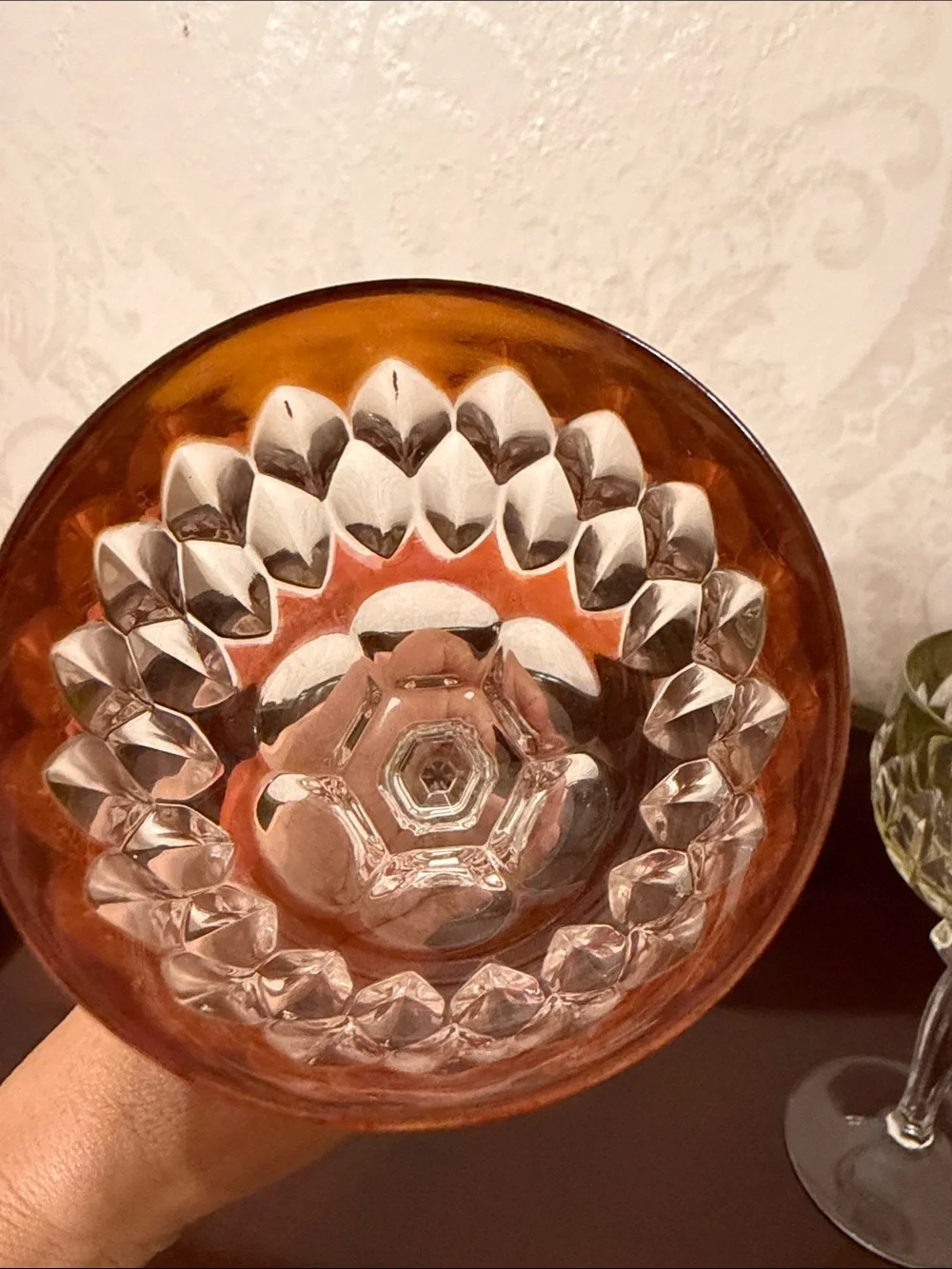 Vintage Pair Western Germany Cut Crystal Wine Goblets